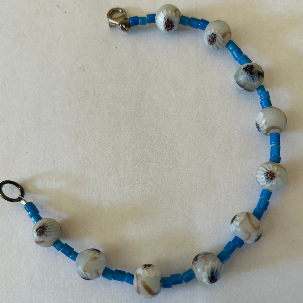 Turquoise Bracelet with etched white stones